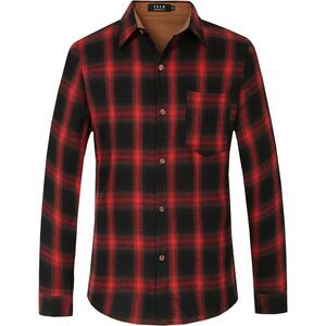 SSLR Lightweight Red & Black Plaid Flannel Shirt, Long Sleeve Button Down 3X